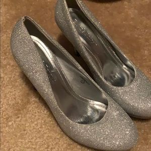 Silver sparkly heels